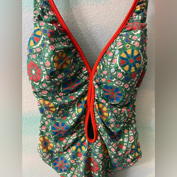 NWT Rhode Zinnia Floral Print Halter High Leg Cheeky One Piece Swimsuit - Picture 8 of 15